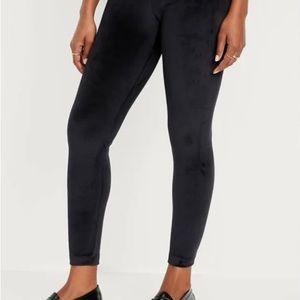 High-Waisted Velour Ankle Leggings